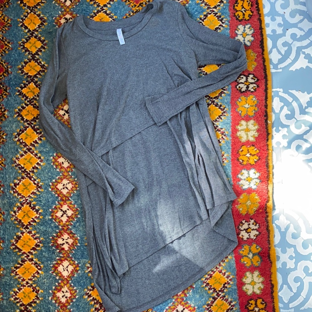 Latched Mama Nursing Long Sleeve Tunic Ribbed Grey size L